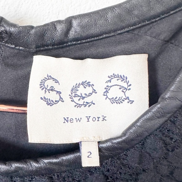 SEA New York Leather and Lace Black Dress - Picture 5 of 9